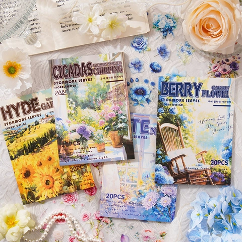 Vintage Botanische Florale Waterdichte PET Stickers Boek Voor DIY Scrapbooking Journaling Deco Bloemen Scrapbook Materiaal Papier