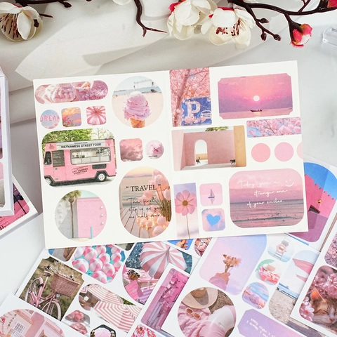 40 Fogli Libro Adesivi in Carta Washi Paesaggio Fai da Te Scrapbooking per Diario Decorazione Artistica Planner Estetico