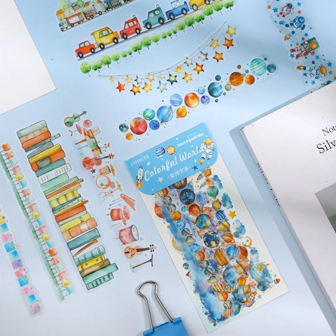 Süße PET Transparente Aufkleber Handgezeichnete Aquarell Stil Für Scrapbooking DIY Journal Dekoration Schule Bürobedarf Schreibwaren