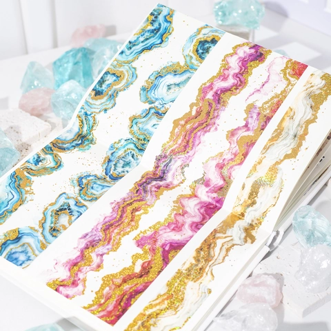 Aurora Prisma Marmormuster PET Klebeband Mit Heißprägen Für Scrapbooking DIY Dekoration Ästhetisches Journal Zubehör