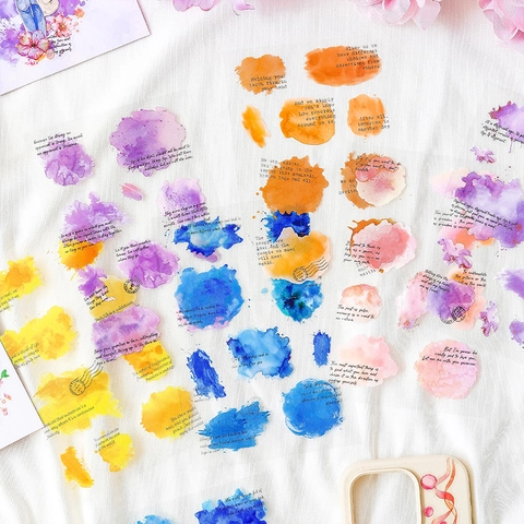 Artistic Watercolor Scrapbooking Stickers For DIY Journaling Decoration Rosy Clouds And Fairy Tale Theme Decals For Planners