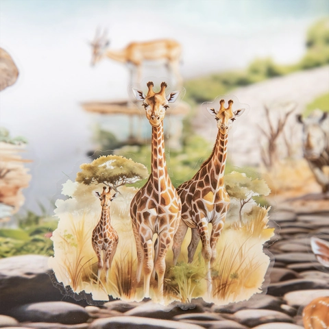 Animal World PET Sticker Book Realistic Nature Illustrations Scrapbooking Journaling DIY Decorative Stickers For Students