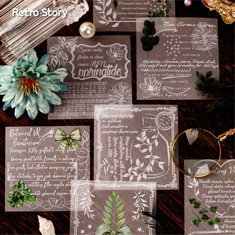 20 Sheets Retro Translucent Vellum Paper Memo Pads For Scrapbooking DIY Journaling Vintage Botanical Butterfly Decorative Material