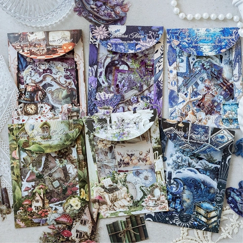 Set di Adesivi Washi PET Barocco Vintage per Scrapbooking DIY Diario Decorazione Tema Mare Fiori Tarocchi Alice Adesivi Decorativi