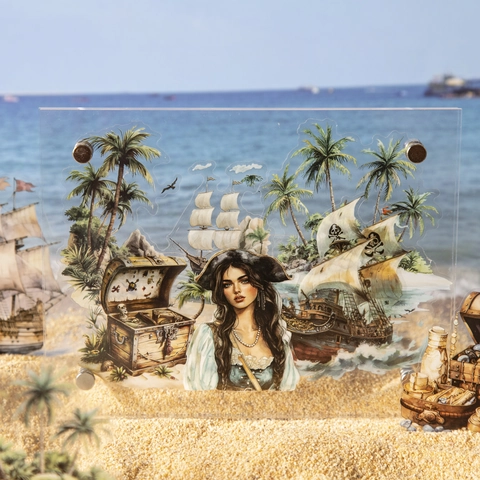 Pegatinas Vintage Náuticas Piratas de PET Serie Maritime Travel Paisajes Oceánicos Juego de Pegatinas Decorativas 20 Hojas