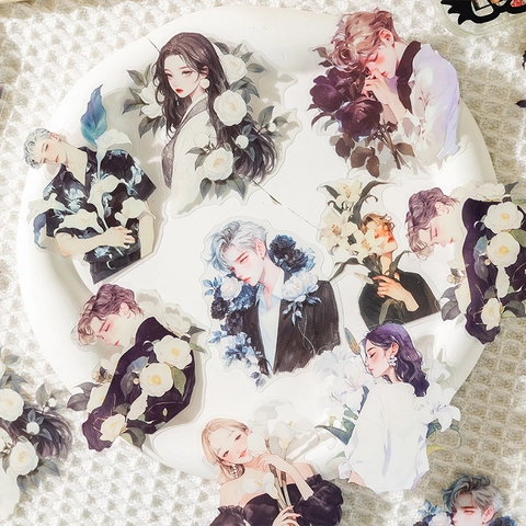Adesivi PET Vintage Con Fiori E Figure Impermeabili Decorativi Per Scrapbooking DIY E Decorazione Diario Artistico