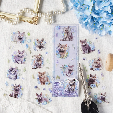 Serie Incontro con Gatti Adesivi Decorativi Fai-da-te Tema Gatto Retrò PET Impermeabile per Scrapbooking e Journaling