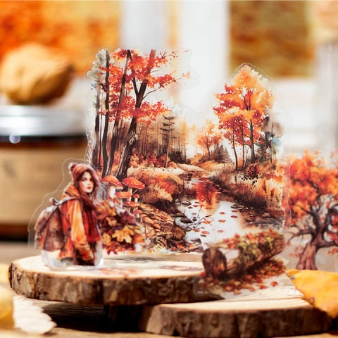 Farewell Afternoon Series PET Landscape Figure Stickers For Journaling DIY Retro Transparent Decorative Stickers