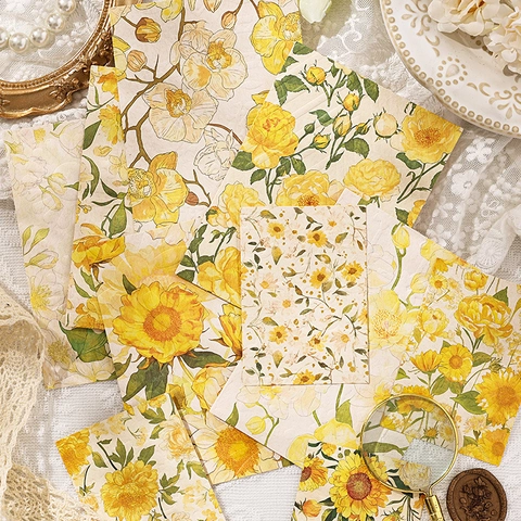 Vintage Floral Scrapbook Material Paper Retro Flower Theme DIY Decorative Paper For Stationery Hand Account Background Paper