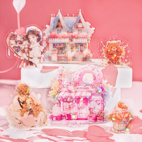 Adesivi in PET Confessione Romantica per San Valentino DIY Scrapbooking Journal Decalcomanie Estetiche Decorative Impermeabili Cancelleria