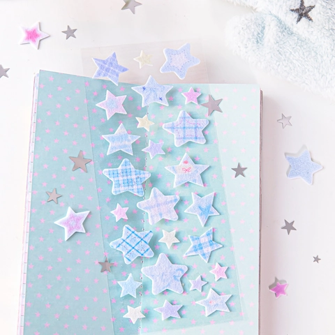 Cute 3D Felt Star Stickers For Scrapbooking DIY Journal Decoration Starry Stationery Stickers 1 Sheet For Kids Girls