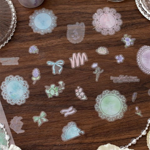 Twilight PET Tape Lace Flower Series Matte Die Cut Decorative Scraper Stickers Floral Patterns DIY Scrapbooking Stationery