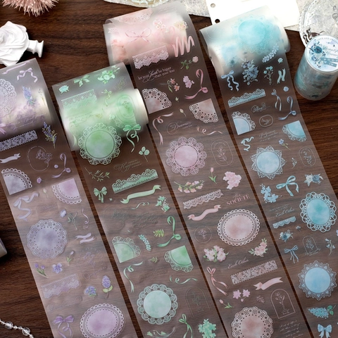 Twilight PET Tape Lace Flower Series Matte Die Cut Decorative Scraper Stickers Floral Patterns DIY Scrapbooking Stationery