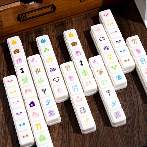 Sello Autoentintado Tema Vida Diaria 6 Patrones Iconos Coloridos Clima Ánimo Plástico DIY Scrapbooking Diario Sello Decorativo