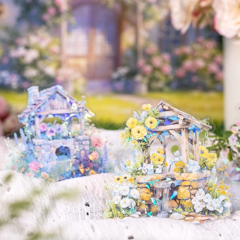 Wunschbrunnen Garten Blumen PET Aufkleber Scrapbooking Dekorative Wasserdichte Journal Planer Ästhetische Schreibwaren Etiketten