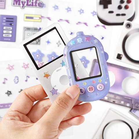Pacchetto Materiale Scrapbooking Retro Y2K Adesivi in PET Cartone Modelli Fotocamera Telefono Decorazione Diario Fai Da Te