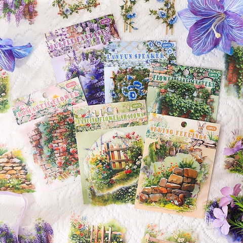 ZABC Secret Garden Series Floral PET Stickers Waterproof Vintage Flower Decals For Scrapbooking DIY Journal Diary Stationery