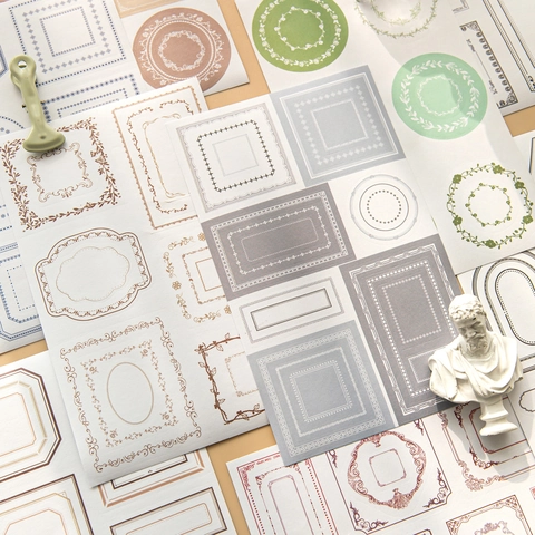 Vintage Rand Washi Aufkleber Set Zeit Echo Serie Für DIY Scrapbooking Tagebuch Dekoration Retro Blumen Rahmen Etiketten