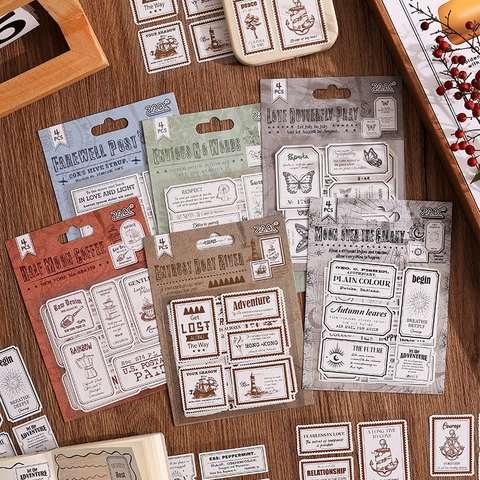 Adesivi per Scrapbooking Fai da Te Tema Francobollo Vintage Floreale Farfalla Caffè Galassia PET Washi Doratura Decalcomanie