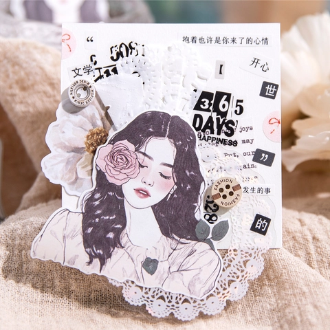 Retro Mode Mädchen Charakter Sticker Pack Vintage Papier Aufkleber Für Journaling Scrapbooking DIY Planer Dekor Mehrere Stile