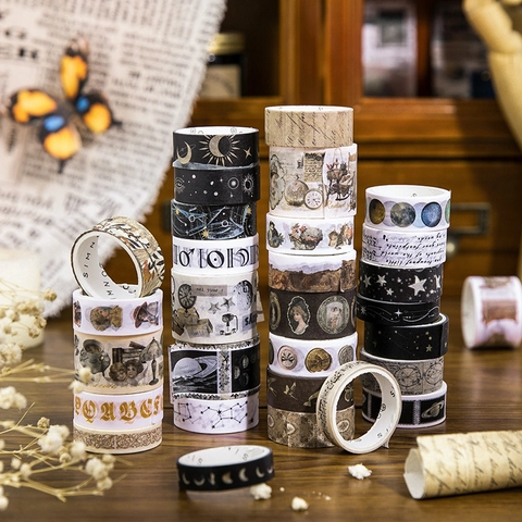 Vintage Washi Tapes Multi Size Washi Paper Retro Scrapbooking Decorative Tape For Planner Journal DIY Craft Art Supplies