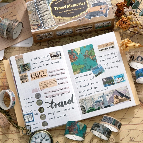 Vintage Washi Tapes Multi Size Washi Paper Retro Scrapbooking Decorative Tape For Planner Journal DIY Craft Art Supplies