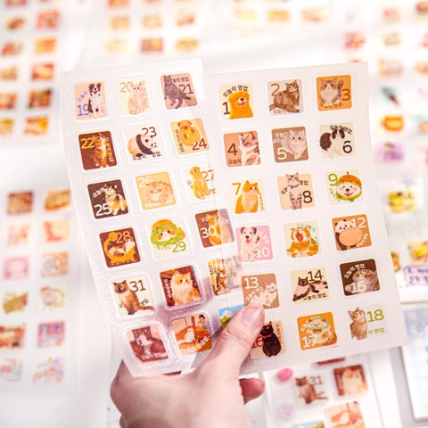 Vintage Cartoon Decorative Stickers PVC Material Date Numbers For Scrapbooking Journaling DIY Art Supplies Stationery Stickers