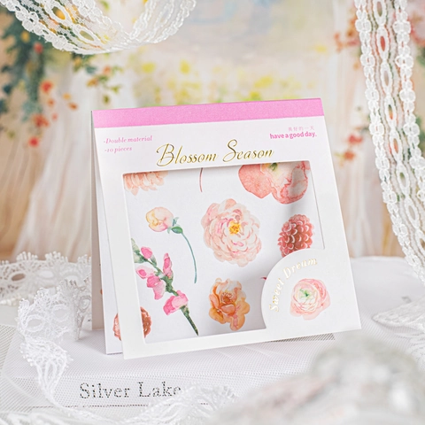 Blossom Season Vintage Floral PET Washi Paper Stickers Flower Theme Scrapbooking Material For Journal Planner DIY Craft