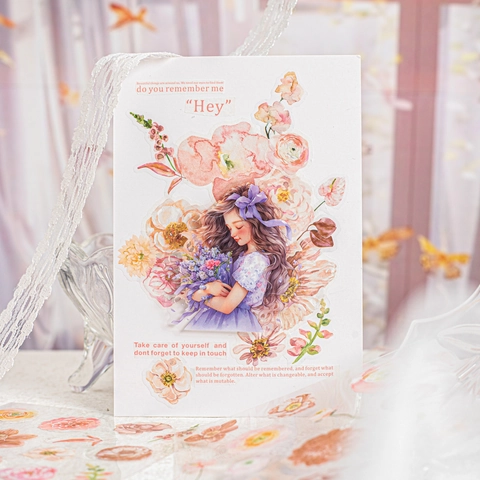 Blossom Season Vintage Floral PET Washi Paper Stickers Flower Theme Scrapbooking Material For Journal Planner DIY Craft
