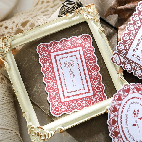 Vintage Lace Story Stickers Adhesive Writing Paper Floral Butterfly Heart Design For Scrapbooking Journaling DIY Arts Crafts