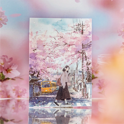 Papel Material Vintage Paisaje Romántico Japonés Para Decoración Diario Papel Kraft Blanco PET Papel Fondo Diseños Múltiples