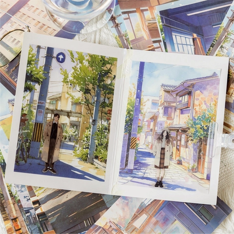 Papel Material Vintage Paisaje Romántico Japonés Para Decoración Diario Papel Kraft Blanco PET Papel Fondo Diseños Múltiples
