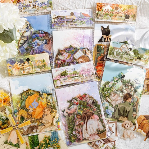 Pack d'Autocollants Vintage en PET Série Field Life Landscape Stickers Décoratifs DIY pour Scrapbooking et Journaling