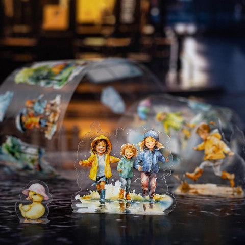 Serie Rainy Day PET Washi Tape Carattere Acquerello Dipinto a Mano Scenario DIY Nastro Decorativo per Scrapbooking Arte
