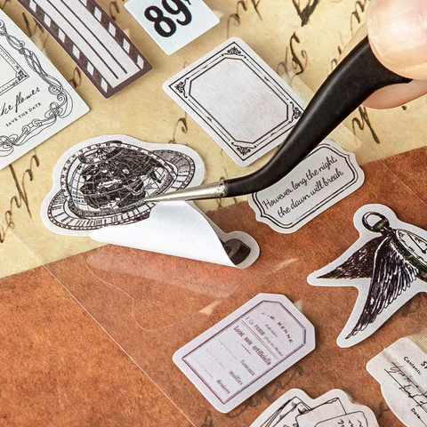 Vintage Kraft Paper PET Decorative Tape Loop Stickers Old Century Story Series For DIY Scrapbooking Handbook Journaling Decor