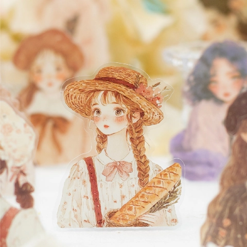 Confezione di 30 Fogli di Adesivi PET Personaggi Ragazze Vintage Serie Rivista del Cuore Adesivi Decorativi per Journaling DIY
