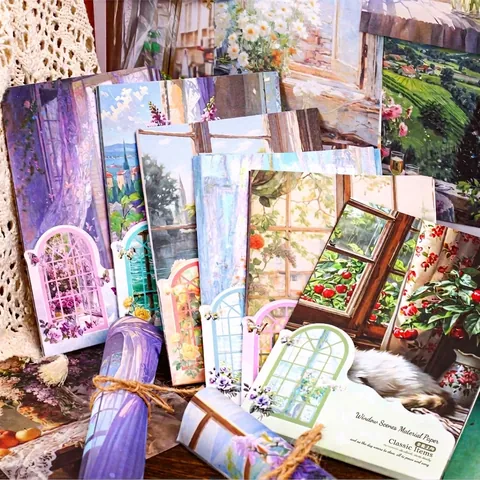 Retro Window Series Decorative Material Paper Oil Painting Style Background Paper For Scrapbooking DIY Journaling Craft
