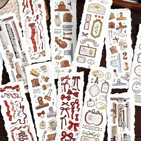 Set di Nastri Adesivi Decorativi in PET Vintage per Scrapbooking Journaling Fai da Te Estetica Floreale Forniture di Cancelleria