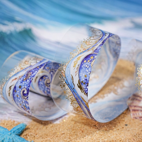 Star River Waves PET Dekoband Gold Bronzierung Ozean Muster Wasserdicht Scrapbooking DIY Schreibwaren Kunstbedarf