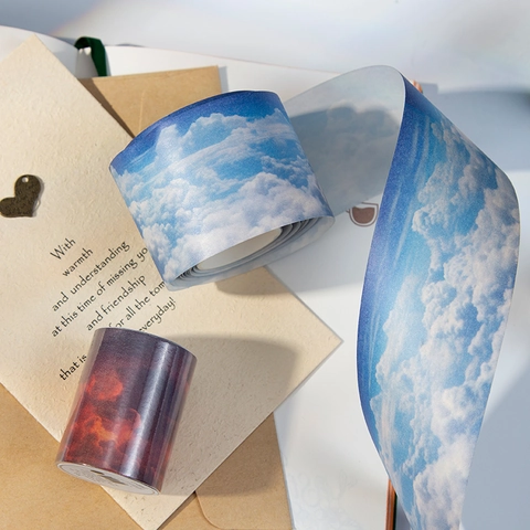 Cinta Washi Estética Cielo Nubes Para Diarios Decorativos Paisaje Natural De Ensueño Arcoíris Cinta Washi Material Para Scrapbooking DIY