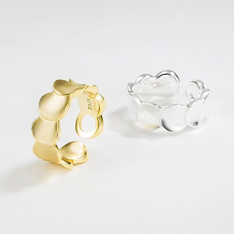 Anillo Ondulado Ajustable de Plata de Ley S925 Con Patrón de Escamas de Pescado Irregulares Anillo de Dedo Abierto Joyería Mujer