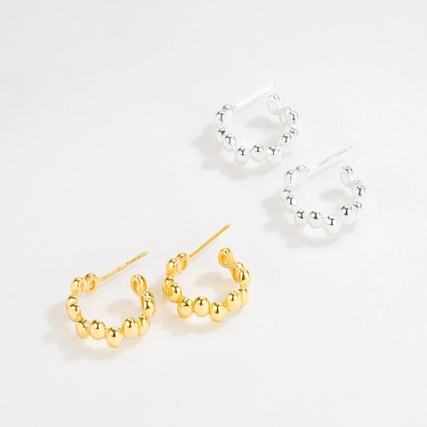 Pendientes de Botón Geométricos en Forma de Huevo de Plata de Ley S925 para Mujer Chapados en Oro 18K Estilo Ins Joyería de Oreja