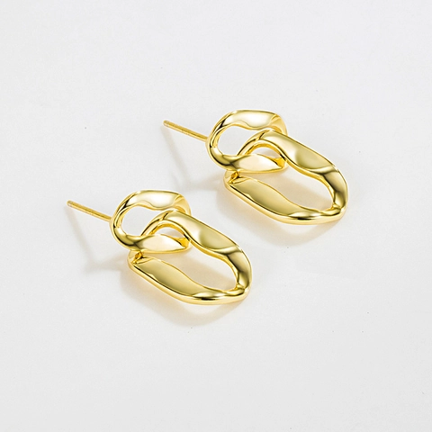 925 Sterling Silver Minimalist Irregular Geometric Interlocking Hoop Earrings Korean Style Individual Design Earrings For Women