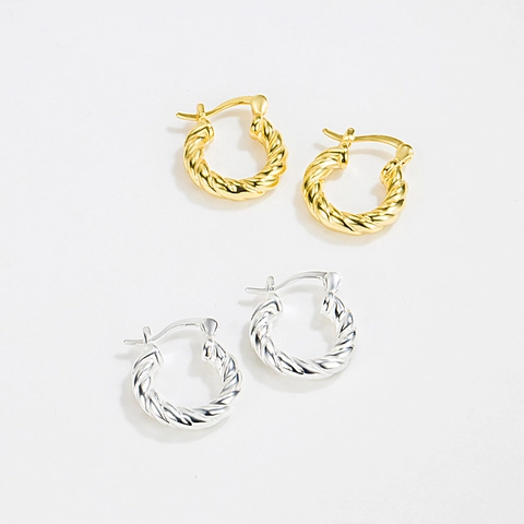 Orecchini a Cerchio Intrecciati in Argento Sterling 925 Minimalisti per Donna Fibbia per Orecchie a Corda Intrecciata a Forma di U