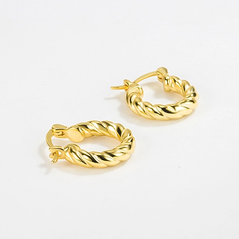 Orecchini a Cerchio Intrecciati in Argento Sterling 925 Minimalisti per Donna Fibbia per Orecchie a Corda Intrecciata a Forma di U