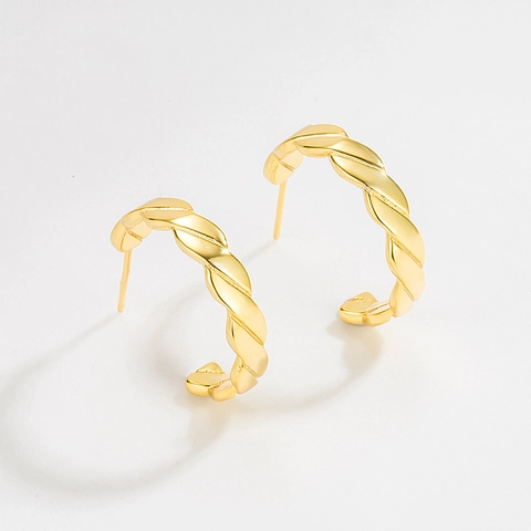 Französisches Retro 925 Sterlingsilber Gedrehte Linien Ohrstecker Für Damen Minimalistische 18K Vergoldete Geometrische Köper Ohrschmuck