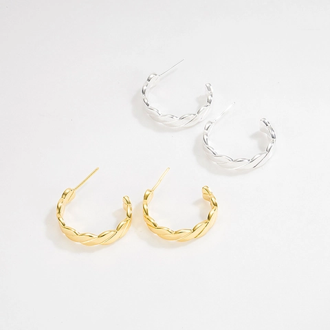 Französisches Retro 925 Sterlingsilber Gedrehte Linien Ohrstecker Für Damen Minimalistische 18K Vergoldete Geometrische Köper Ohrschmuck