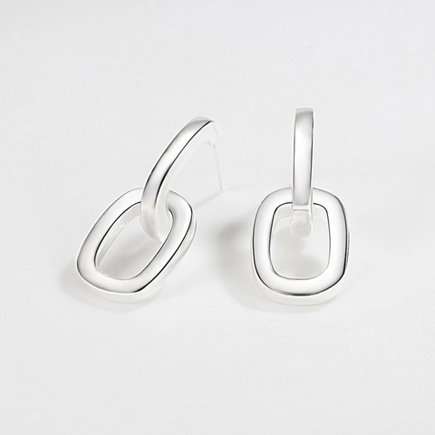 925 Sterlingsilber Ineinandergreifende Doppelring Ohrstecker Minimalistische Geometrische Glied Ohrringe Für Damen Schmuck