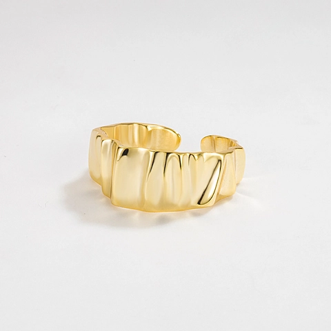 Anillo Abierto de Plata de Ley 925 con Ondulación Irregular de Río para Mujer Hombre Hip Hop Estilo Ins Anillo Ajustable