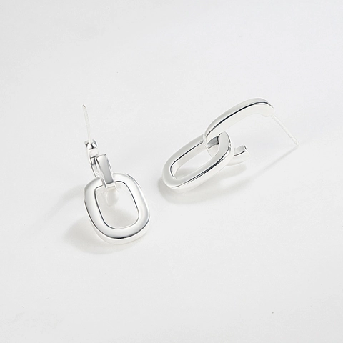925 Sterlingsilber Ineinandergreifende Doppelring Ohrstecker Minimalistische Geometrische Glied Ohrringe Für Damen Schmuck